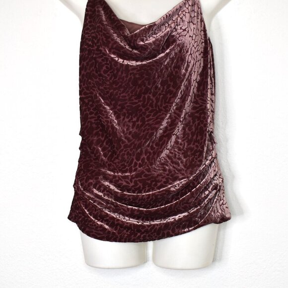 NY & Co Burnout Velvet Top Sz S Draped Ruched Whimsigoth Holiday Boho Party - Picture 3 of 15